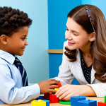 Play Therapy Session**

"A child psychologist, fully clothed in professional attire, is engaging in play therapy with a young child in a bright, colorful office. The child is playing with toys, and the psychologist is observing and interacting attentively. Safe for work, appropriate content, family-friendly, perfect anatomy, natural proportions, well-formed hands, professional setting, therapy toys visible (e.g., building blocks, dolls), modest clothing on both subjects, bright and cheerful atmosphere."

**